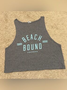 PINK Victoria’s secret women’s M Beach Bound cropped gray muscle tank top